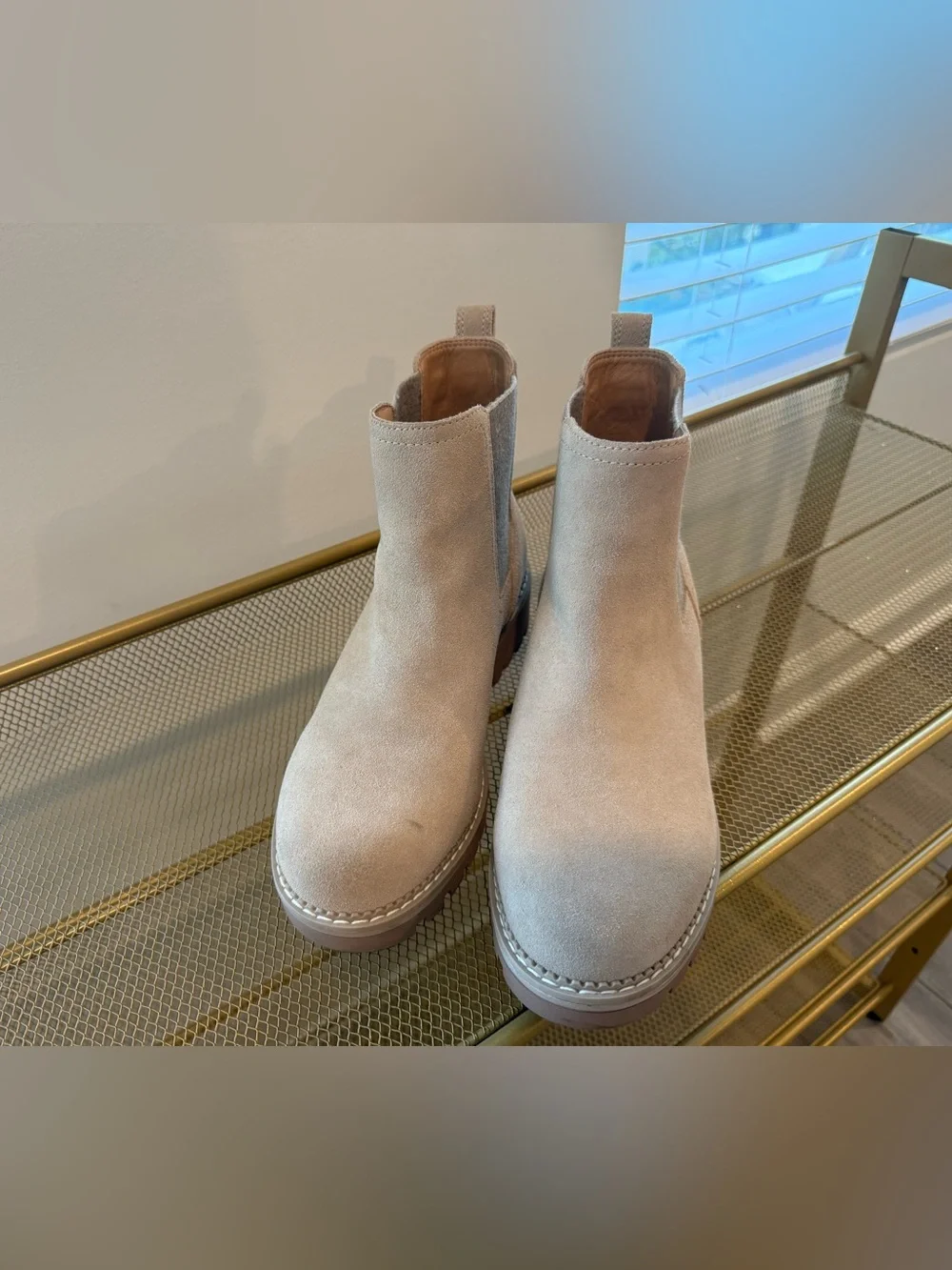 Women's Suede Chelsea Boots in Light Beige